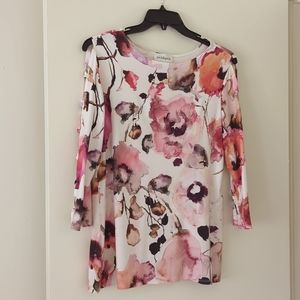 Peck & Peck Floral Size M Blouse Cut Out Sleeves